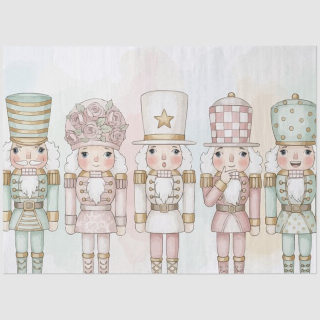 Pastel Nutcracker Toy Collection Watercolor  Tissue Paper (Front)