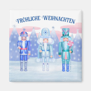 Pastel Nutcrackers Merry Christmas in German Magnet