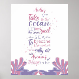 Pastel ocean Dreams Quote Customisable Poster