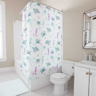 Pastel Ocean Life Shower Curtain