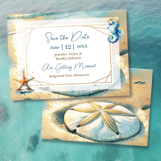 Pastel Ocean Sand dollar Wedding Save the Date Invitation (Creator Uploaded)