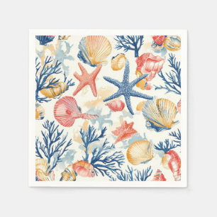 Pastel Ocean Shells with Delicate Coral Twigs Napkin