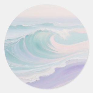 Pastel Ocean Wave Painting Classic Round Sticker