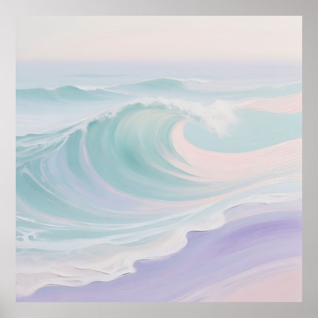 Pastel Ocean Wave Painting Poster (Front)