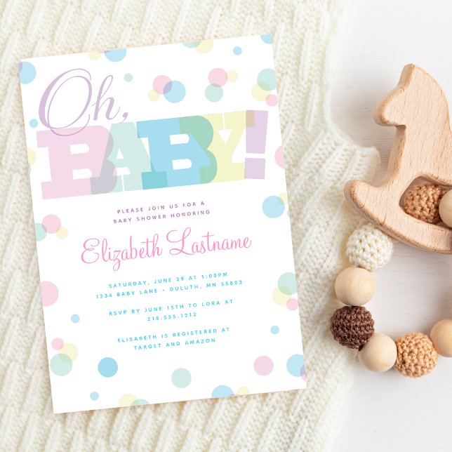 Pastel Oh Baby Baby Shower Invitation (Creator Uploaded)