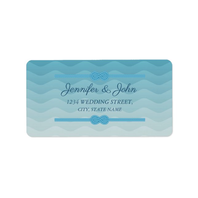 Pastel Ombre blue Wave Wedding Return Address Label (Front)