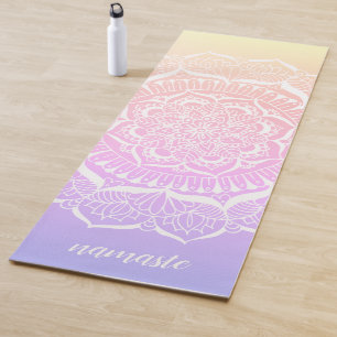 Pastel Ombre Gradient Namaste Mandala Yoga Mat