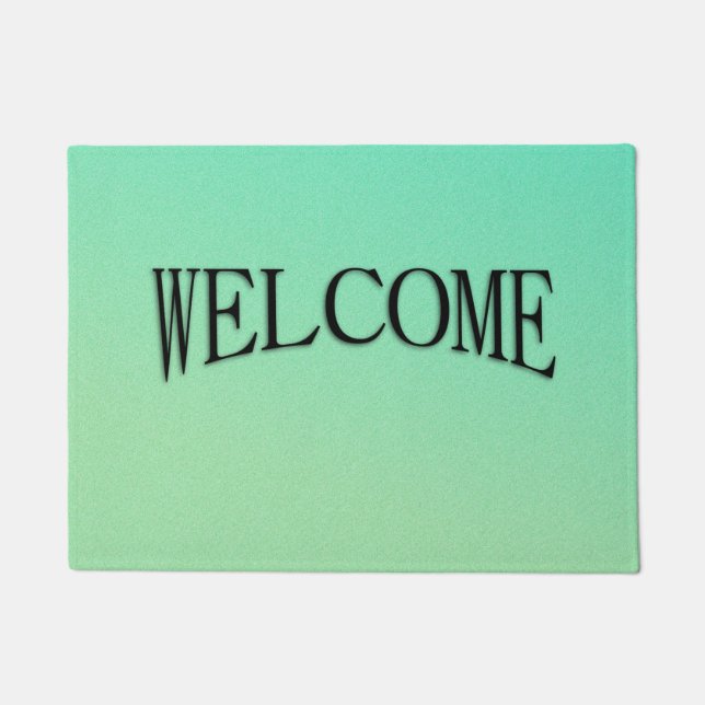 Pastel Ombre Green Glitter Look Welcome Doormat (Front)