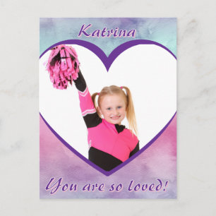 Pastel Ombre Heart Photo So Loved Watercolor Postcard