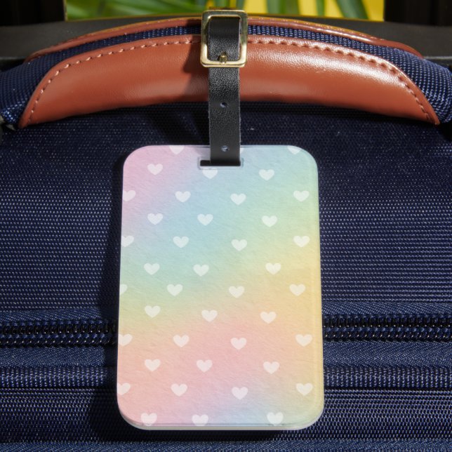 Pastel Ombre Hearts Pattern Luggage Tag (Front Insitu 2)