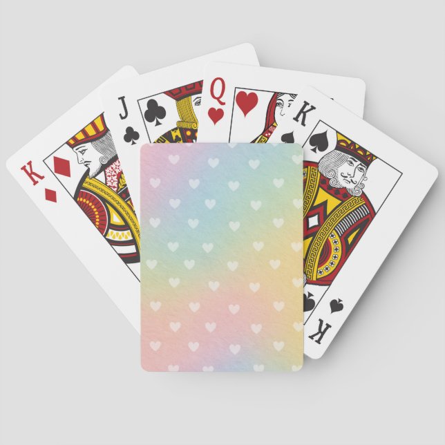 Pastel Ombre Hearts Pattern Playing Cards (Back)