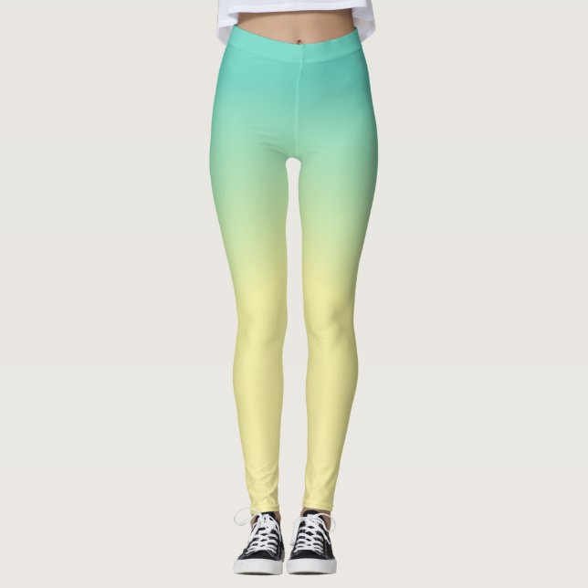 Pastel Ombre Leggings -  Green to Yellow Gradient (Front)