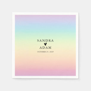 Pastel Ombre Rainbow Colours Wedding Napkin