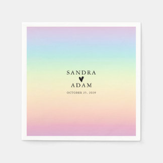 Pastel Ombre Rainbow Colours Wedding Napkin