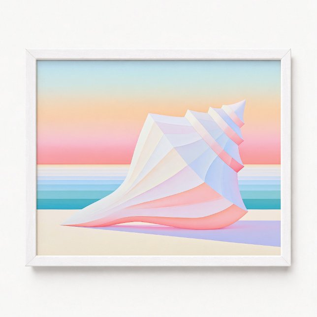 Pastel Ombre Stripes Conch Shell Poster (Pastel Ombre Stripes Conch Shell Poster)