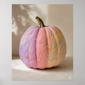 Pastel Ombre Wave Pumpkin Poster
