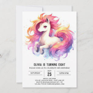 Pastel Online Horse Birthday Invitation