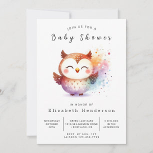 Pastel Online Owl Baby Shower Invitation