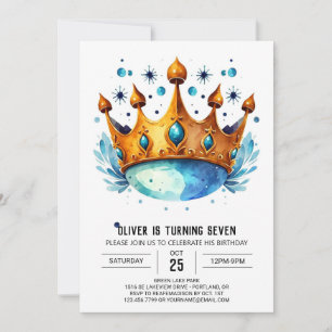 Pastel Online Prince Crown Birthday Invitation