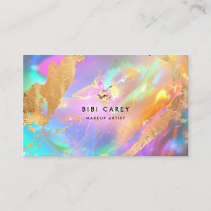 pastel opal stone faux Gold Foil Paint Business Card