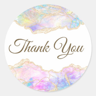 Pastel Opal Thank you Classic Round Sticker