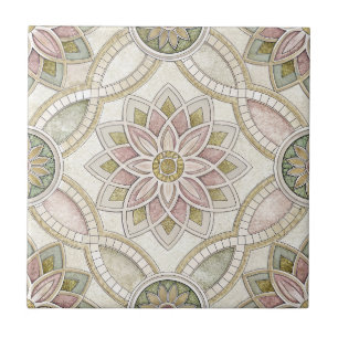 Pastel Opalescent Floral Mosaic - Mandala Tile