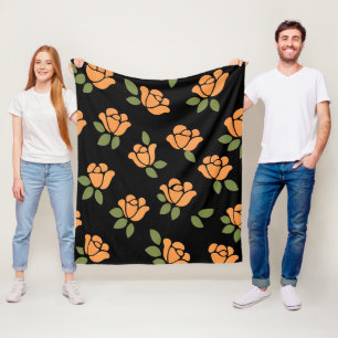 Pastel Orange and Olive Green Fleece Blanket