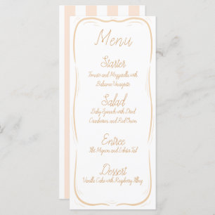 Pastel Orange Border Striped Wedding Menu
