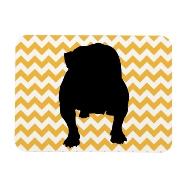 Pastel Orange Chevron With English Bulldog Shadow Magnet (Horizontal)