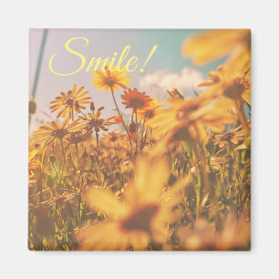 Pastel Orange Daisy Flowers Smile Magnet