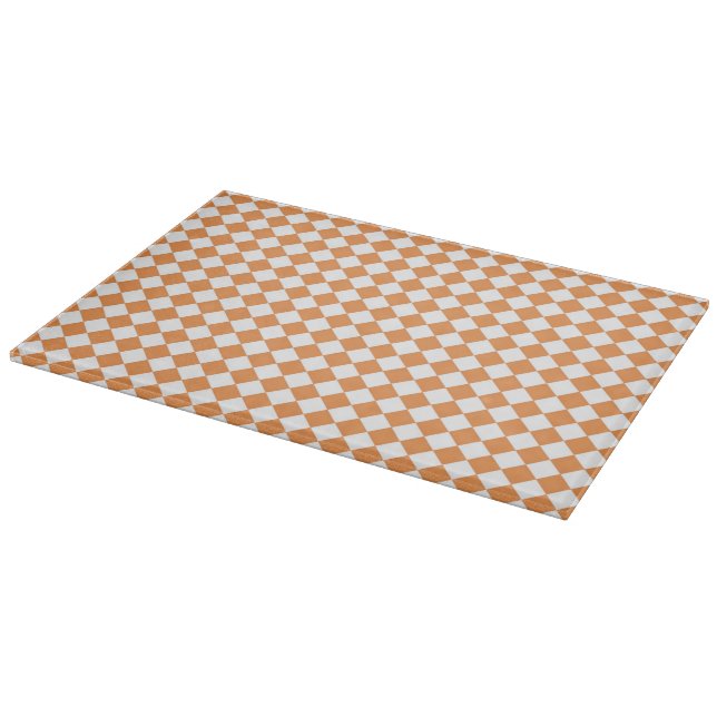 Pastel Orange Diamond Chequerboard pattern Cutting Board (Corner)