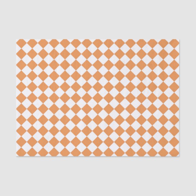 Pastel Orange Diamond Chequerboard pattern Tissue Paper (Front)