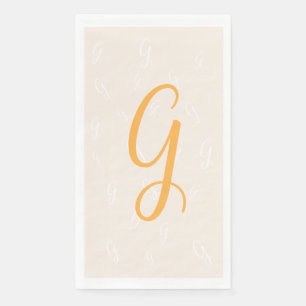 Pastel Orange Elegant Duplicate Monogram   Linen Napkin