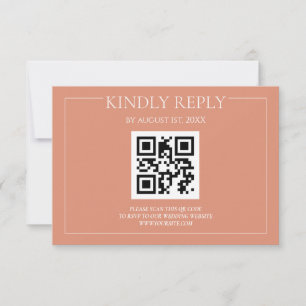 Pastel Orange Elegant Modern Wedding RSVP Card