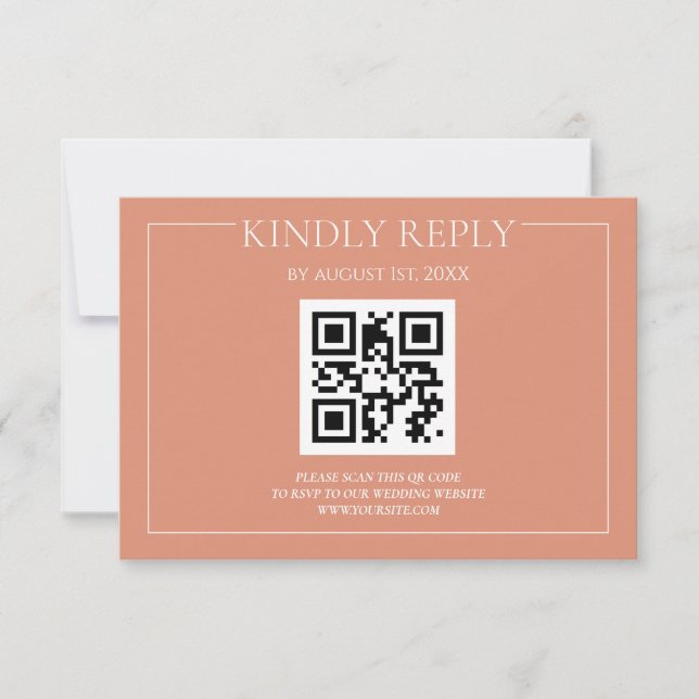 Pastel Orange Elegant Modern Wedding RSVP Card (Front)