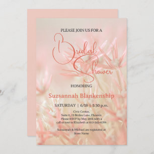 Pastel Orange Floral Background Bridal Shower Invitation