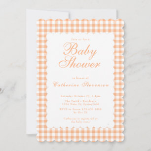 Pastel Orange Gingham Baby Shower Invitation