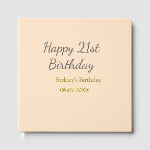 Pastel orange gray happy 21st birthday name date guest book