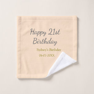 Pastel orange gray happy 21st birthday name date wash cloth