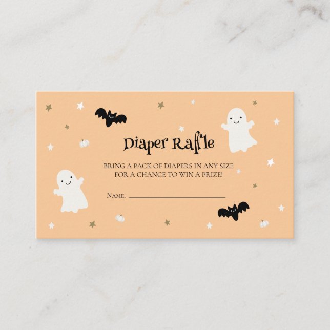 Pastel Orange Halloween Diaper Raffle Enclosure Card (Front)