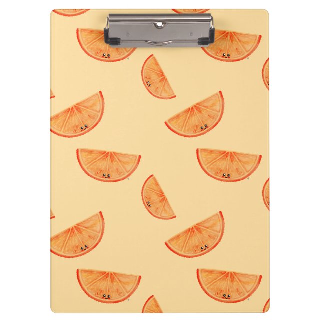 Pastel Orange Kawaii Orange Clipboard (Front)