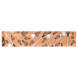 Pastel orange lacrosse sticks pattern nameplate