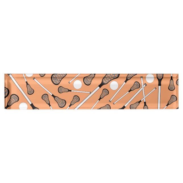Pastel orange lacrosse sticks pattern nameplate (Front)