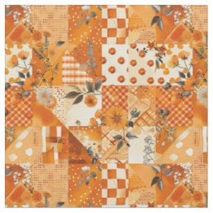 Pastel Orange Patchwork Vintage Cottagecore Quilt Fabric