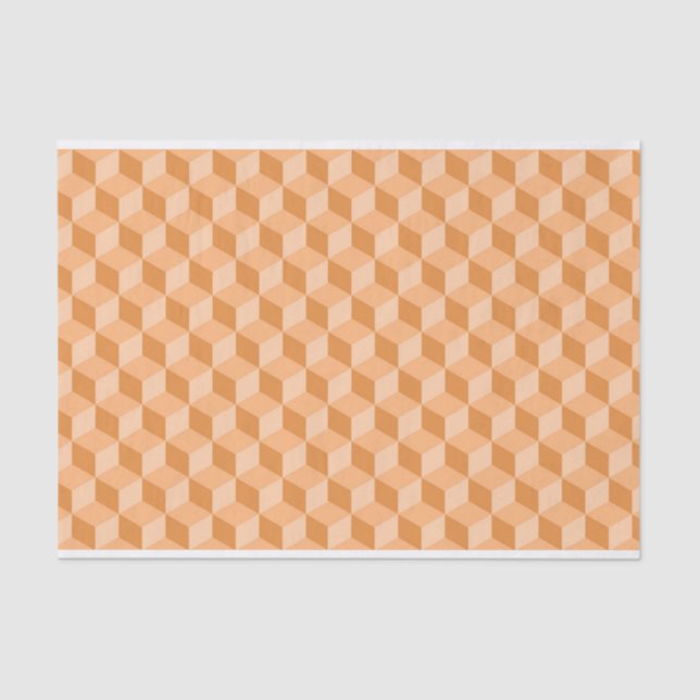 PASTEL ORANGE PEACH GEOMETRIC CUBE PATTERNS TISSUE PAPER (Front)