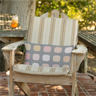 Pastel Orange Pink Round Square Art Pattern Lumbar Cushion