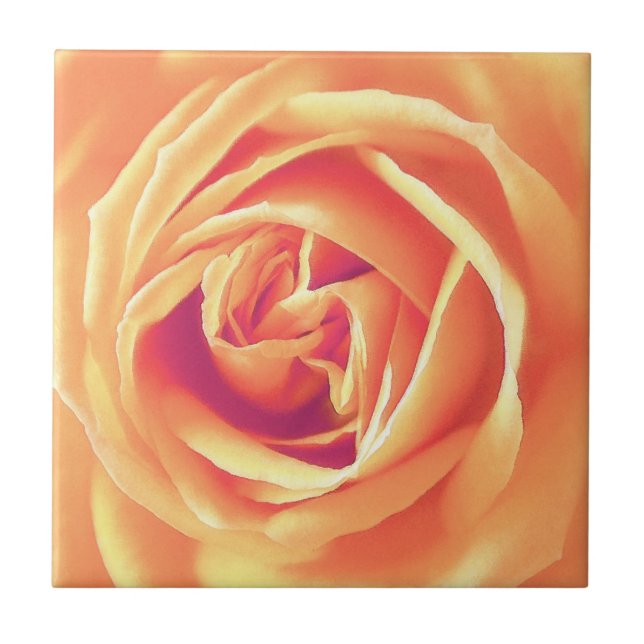 Pastel orange rose print tile (Front)