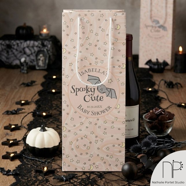 Pastel Orange Spooky Cute Gift Bag (This Pastel Orange Spooky Cute Gift Bag features hand-drawn art for personalized gift packaging)