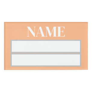 Pastel Orange Square Name Tag