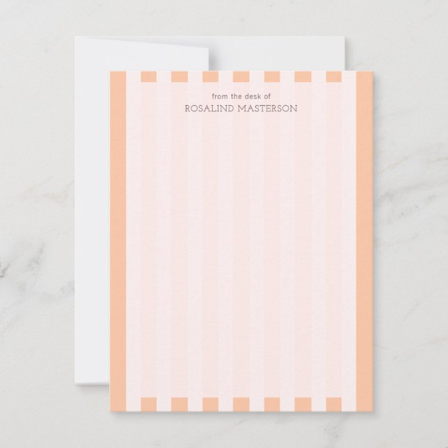 Pastel Orange Stripes Elegant Monogram Card (Front)